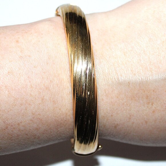 Veronese Jewelry - Veronese Gold Tone Sterling Silver Hollow Bangle Bracelet 20 Grams